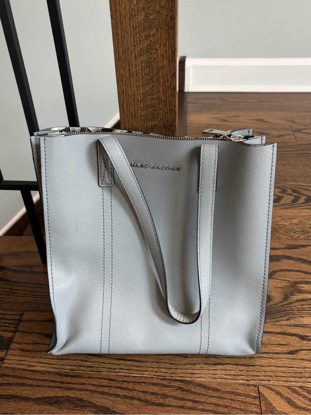 Marc Jacobs Silver Gray Pebbled Leather Tote